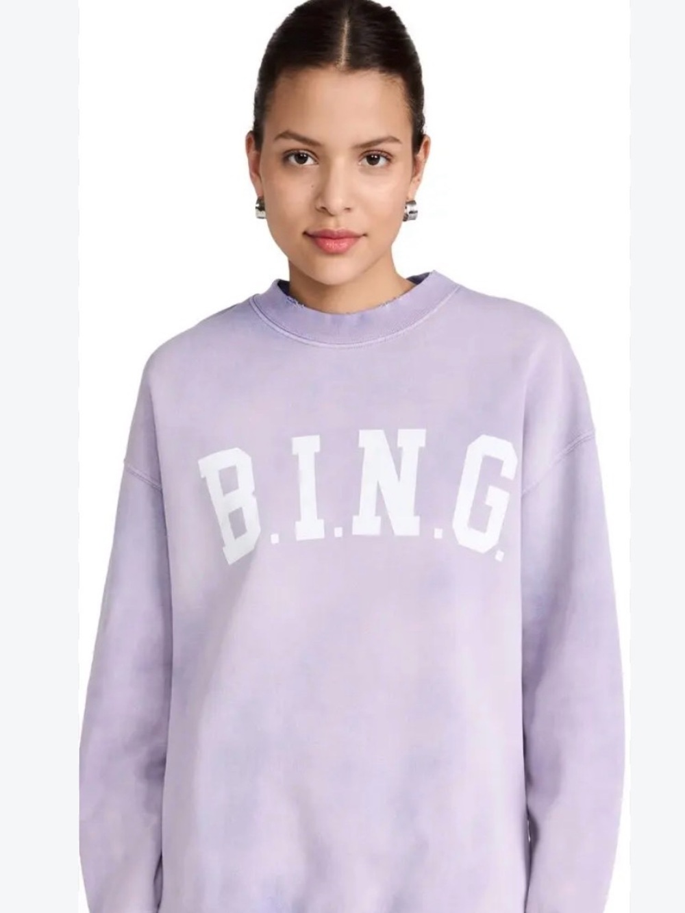 Annie Bing Oversized Dyed Lilac Crewneck Sweatshirt Size Medium